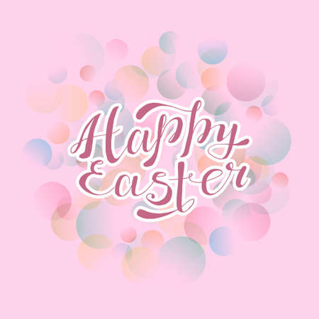 Vector illustration of Happy easter lettering for cards, invitations, templates. Happy easter calligraphy backgroundのイラスト素材