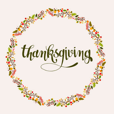 Vector illustration of Thanksgiving text for cards, invitations, tag and icon, inspirational cards. Calligraphy background posterのイラスト素材