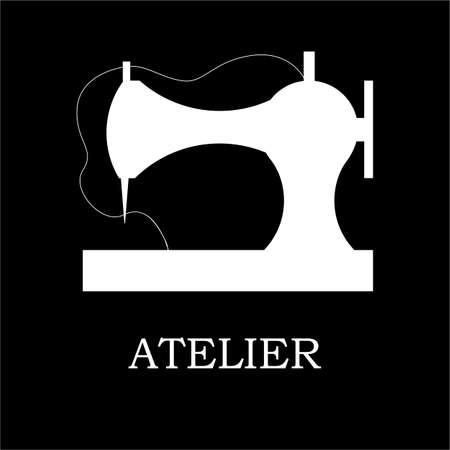 Vector illustration of sewing machine and accessories for sewing shop and atelier. Logothype, logo or icon for sewing business. EPS 10のイラスト素材
