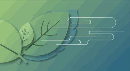 Ecology background with green leaf and copy space. Vector illustration.