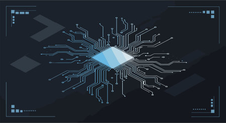 Abstract technology concept. Circuit board, microchip, microchip. Vector illustration