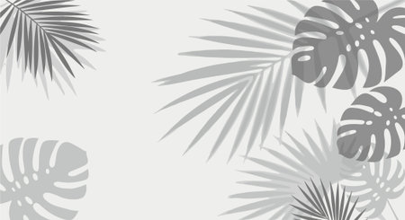 Tropical background with palm leaves. Vector illustration in flat styleのイラスト素材