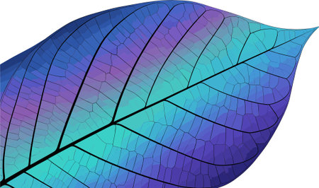 Illustration of a leaf with a gradient effect on a white backgroundのイラスト素材