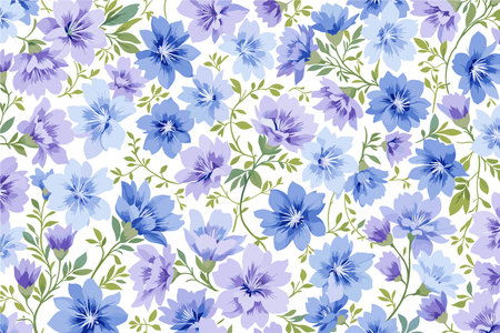 Seamless pattern with blue and purple flowers. Vector illustration.のイラスト素材