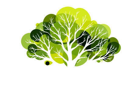 Ecology concept. Vector illustration of green tree on white background.のイラスト素材