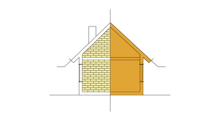 House with a roof made of bricks. Flat design vector illustration.のイラスト素材