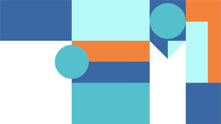 Abstract geometric background in blue, orange and yellow colors. Vector illustrationのイラスト素材