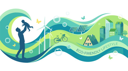 Ecology and environment protection concept, vector illustration. Flat style.のイラスト素材
