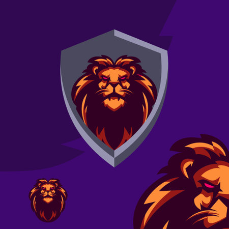 LION SHIELD LOGO MASCOTのイラスト素材