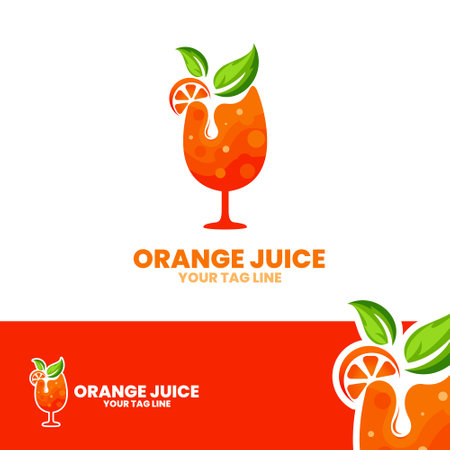 ORANGE JUICE GLASS LOGOのイラスト素材