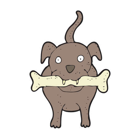 digitally drawn illustration design with theme of dog bite the boneのイラスト素材