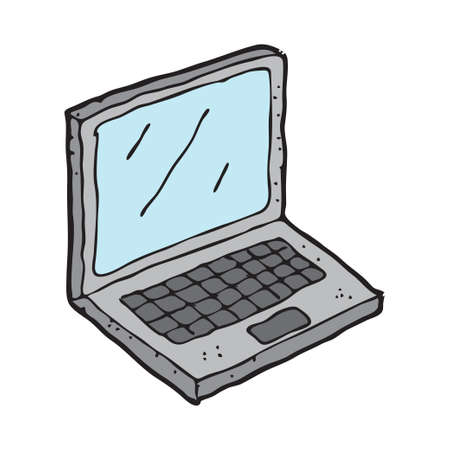 digitally drawn illustration design with theme of laptopのイラスト素材