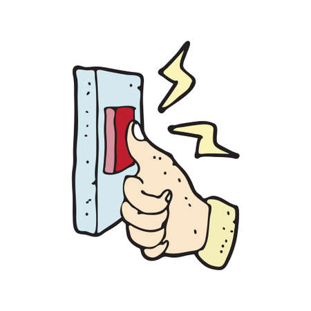 digitally drawn illustration design with theme of push the bellのイラスト素材