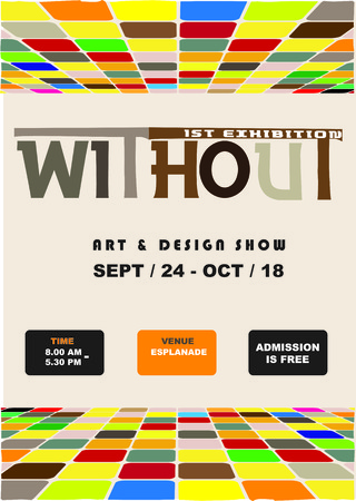 invitation poster or flyer template, vector illustration with colorful squaresのイラスト素材