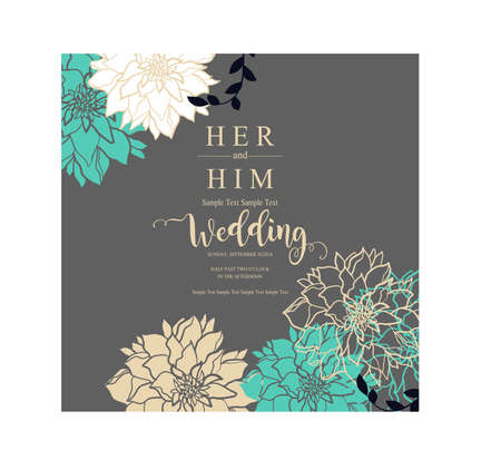 wedding card invitation set design romanticのイラスト素材