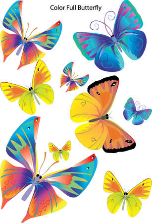 Collection of colorful butterflies, flying in different directions. Vector.のイラスト素材