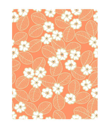 wallpaper seamless vintage flower pattern on brown backgroundのイラスト素材