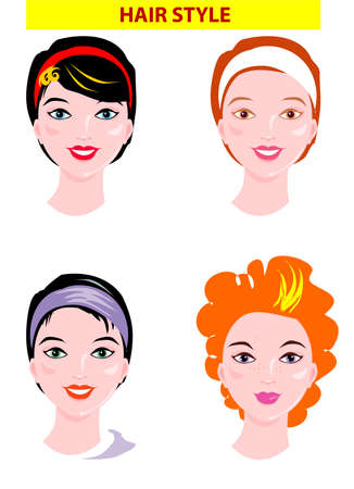 Vector design of beautiful collection of female hairdのイラスト素材