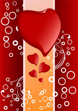 Vector Illustration, Red heartsのイラスト素材