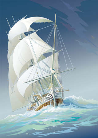 Sailing yacht illustrationのイラスト素材