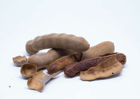 detailed tamarind fruits from outside and insideの写真素材