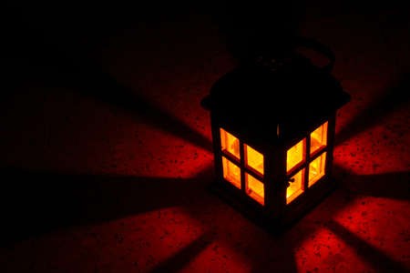 windows lantern glows red