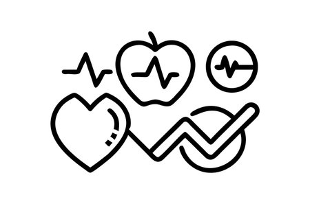 A simple black outline silhouette of a heartbeat line merging with a stethoscope, presented on a clean white background.のイラスト素材