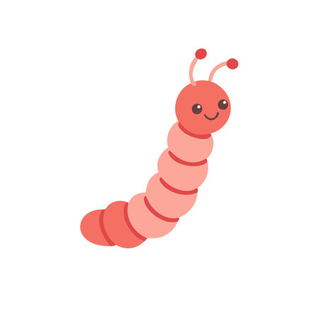 Cute cartoon caterpillar. Vector illustration isolated on white background.