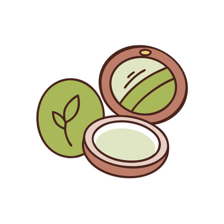 Coconut vector icon. Vector illustration of coconut with leaf.のイラスト素材
