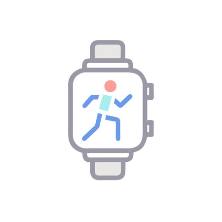 Running smartwatch line icon, vector graphics, a linear pattern on a white background, eps 10.のイラスト素材