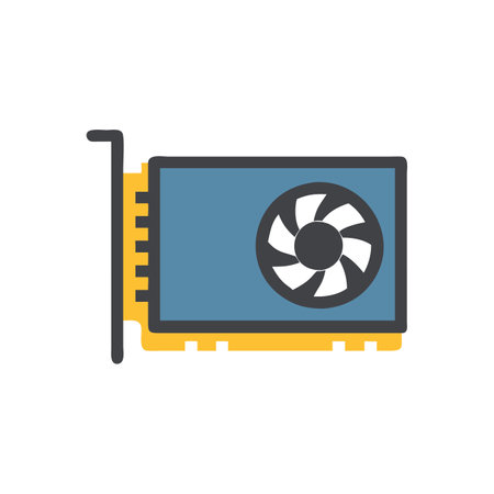 Video card icon in flat color style. Computer hardware technology vector illustration on white isolated background. Video card business concept.のイラスト素材