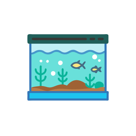 Aquarium flat color icon. Isolated vector illustration on white background.のイラスト素材