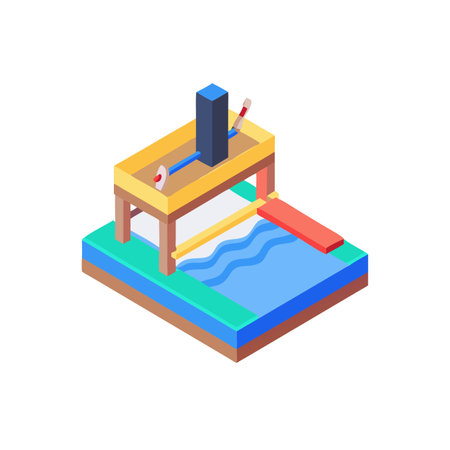 Swimming pool icon in isometric 3d style on a white backgroundのイラスト素材