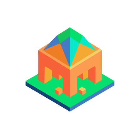 Isometric building icon, vector illustration.のイラスト素材