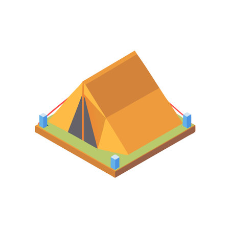 Camping tent icon in isometric 3d style on a white backgroundのイラスト素材