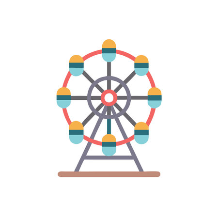 Ferris wheel flat color icon. Amusement park.のイラスト素材