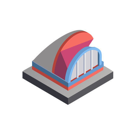 Architecture building icon in isometric 3d style on a white backgroundのイラスト素材