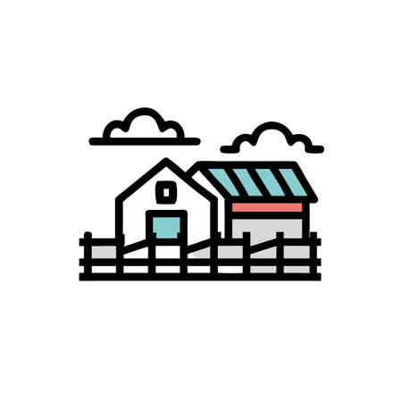 Farm house flat icon. Single high quality outline symbol for web design or mobile app. Farm house thin line signs for design logo, visit card, etc. Outline pictogram EPS10のイラスト素材