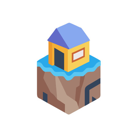 House on the rock icon in isometric 3d style on a white backgroundのイラスト素材