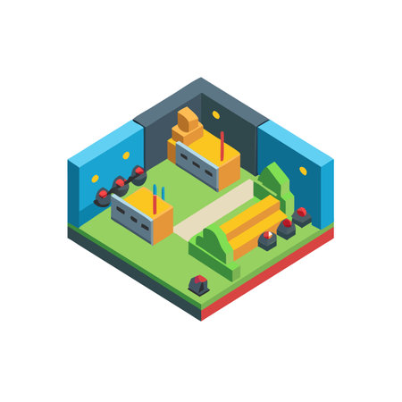Factory building isometric 3d icon isolated on a white background.のイラスト素材