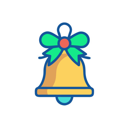 Christmas bell with bow icon. Vector illustration, flat design. EPS 10のイラスト素材