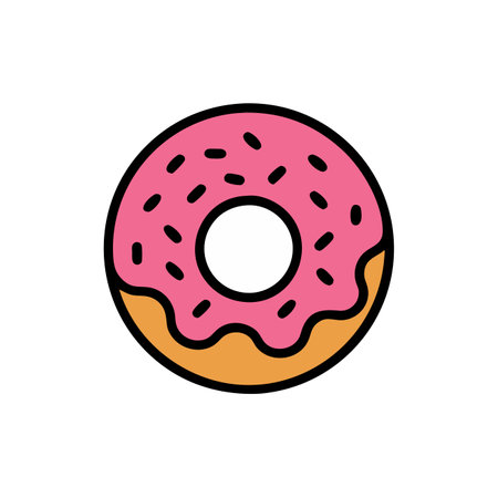Donut icon. Vector illustration in flat style. Isolated on white background.のイラスト素材