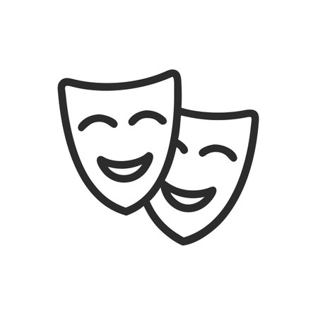 Theater masks icon in flat style. Comedy mask vector illustration on white isolated background. Theater business concept.のイラスト素材