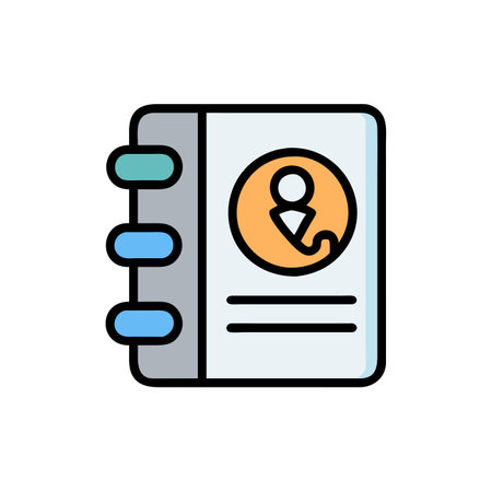 Contact book icon, vector illustration, filled design editable stroke.のイラスト素材