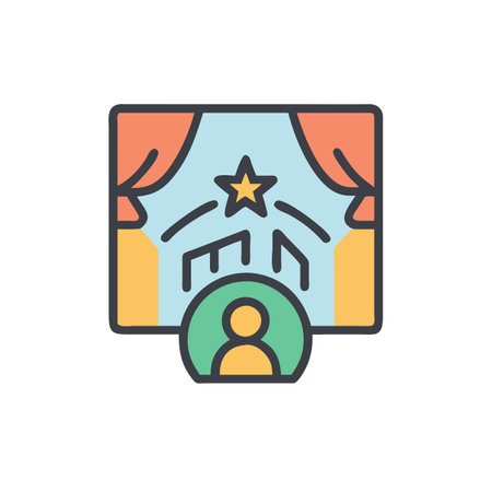 Cinema icon in flat style. Theater vector illustration on white isolated background. Theater business concept.のイラスト素材