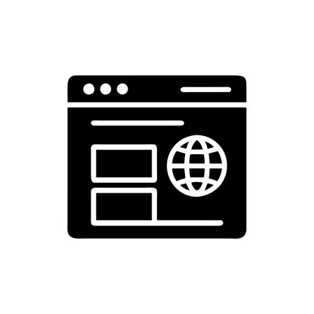 Browser black icon, concept illustration, glyph symbol, vector flat sign.のイラスト素材