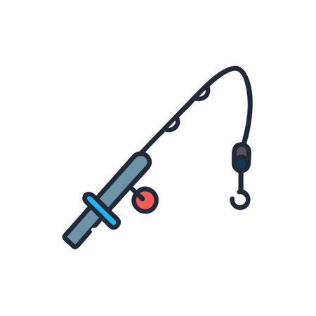 Fishing rod line icon, vector illustration. Flat design style.のイラスト素材