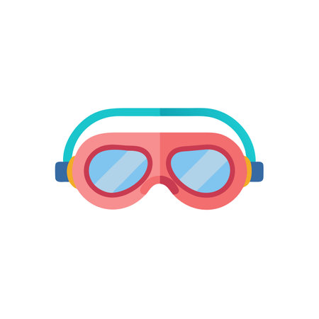 Ski goggles icon in flat color style isolated on white background vector illustrationのイラスト素材