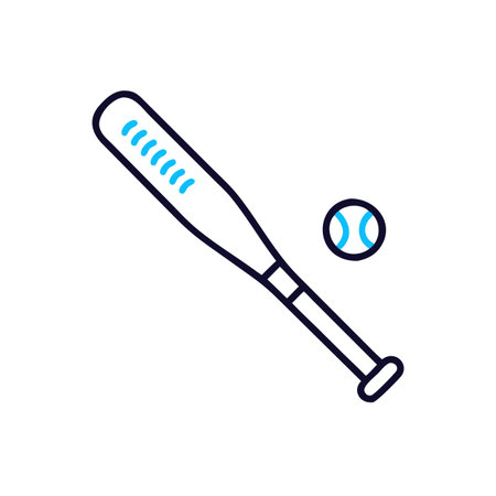 Baseball bat and ball line style icon design, Sport hobby competition game training equipment tournament and play theme Vector illustrationのイラスト素材
