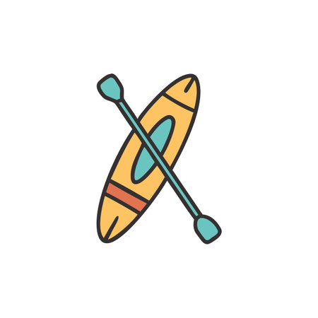 Kayak icon in flat style. Canoe vector illustration on white isolated background. Kayak business concept.のイラスト素材